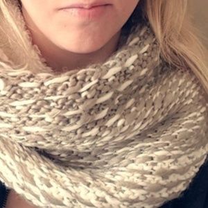 Soft Faux Fur Cowl Scarf Gray Cream